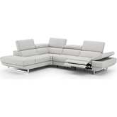 Annalaise Sectional Sofa with Left Facing Chaise in Silver Grey Leather